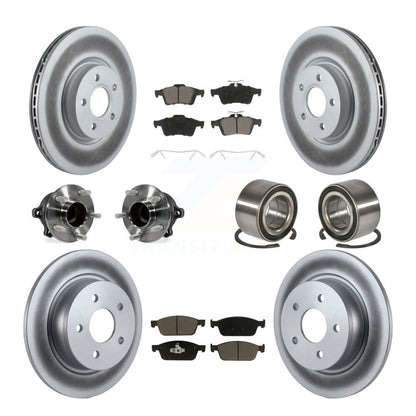 Hub Bearing Coated Disc Brake Rotor & Pads Front Rear Kit (10Pc) For Ford Escape