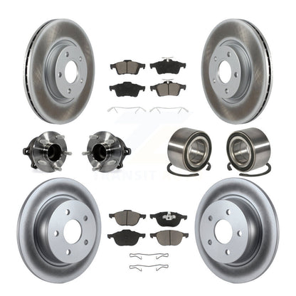 Hub Bearing Coated Brake Rotor & Pad Front Rear Kit (10Pc) For Ford Escape C-Max