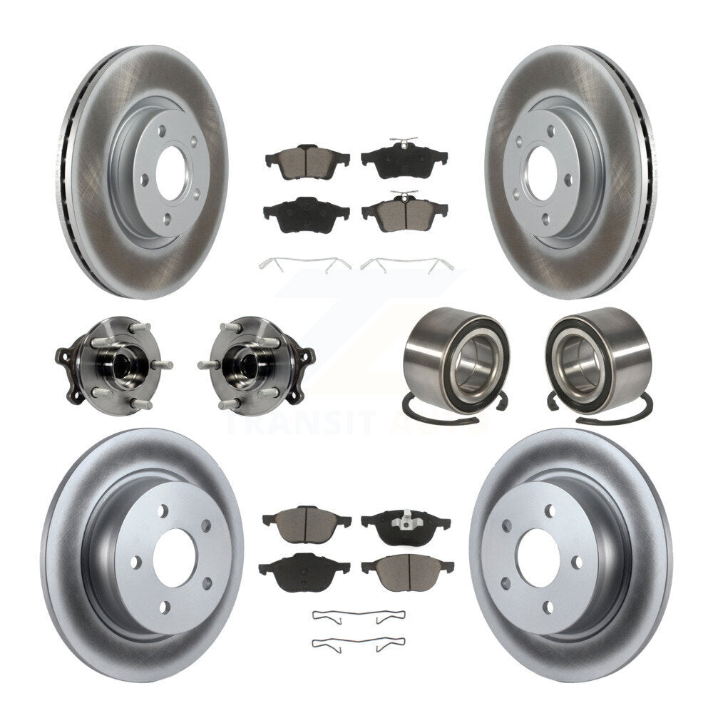 Hub Bearing Coated Disc Brake Rotor & Pads Front Rear Kit (10Pc) For Ford Escape