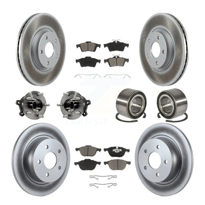 Hub Bearing Coated Disc Brake Rotor & Pads Front Rear Kit (10Pc) For Ford Escape