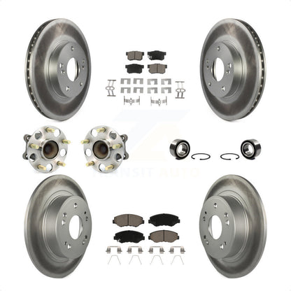Hub Bearing Coated Disc Brake Rotor & Pad Front Rear Kit (10Pc) For Honda Accord