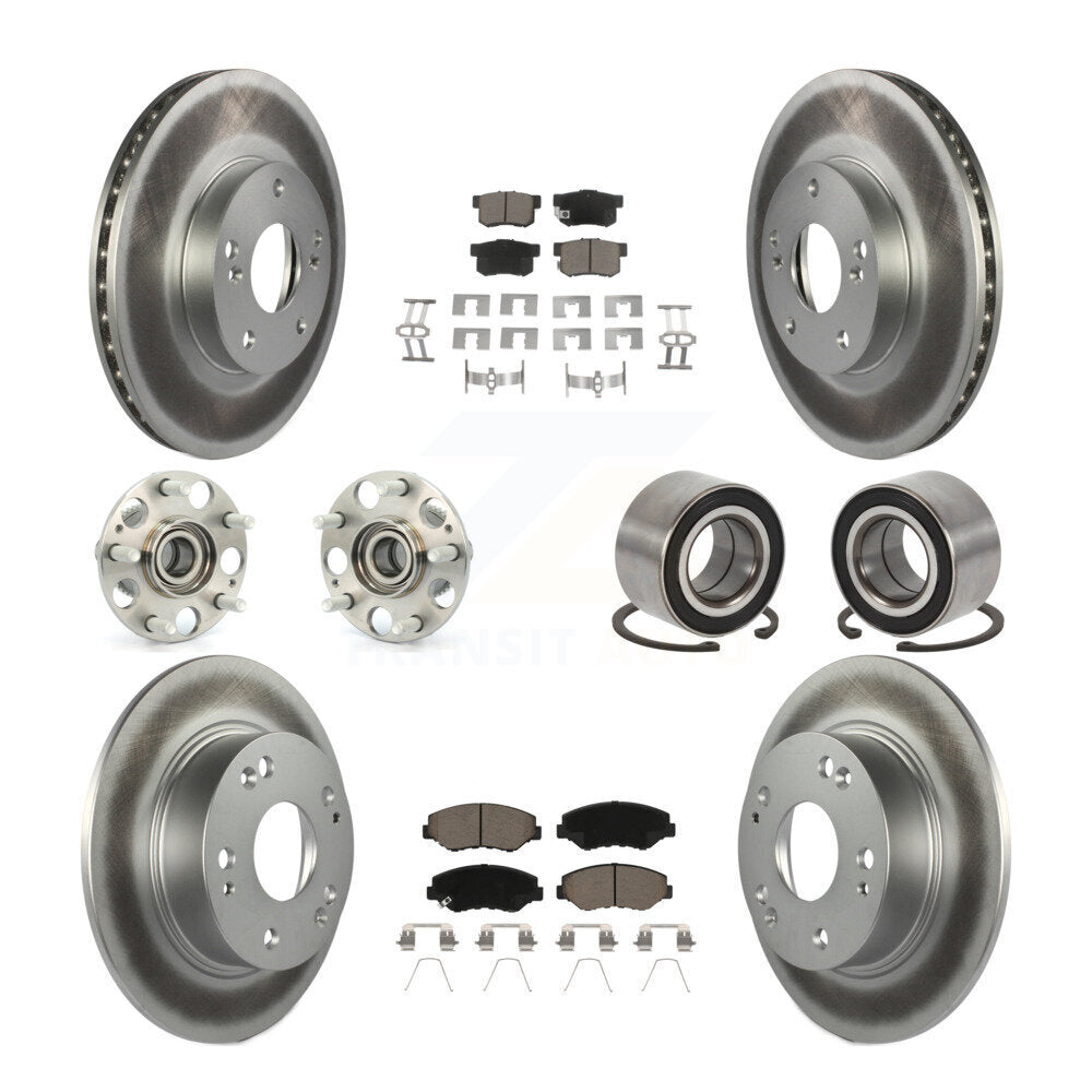 Hub Bearing Coated Disc Brake Rotor & Pad Front Rear Kit (10Pc) For Honda Accord