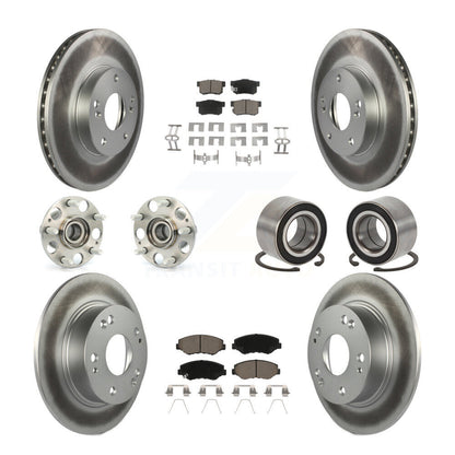 Hub Bearing Coated Disc Brake Rotor & Pad Front Rear Kit (10Pc) For Honda Accord
