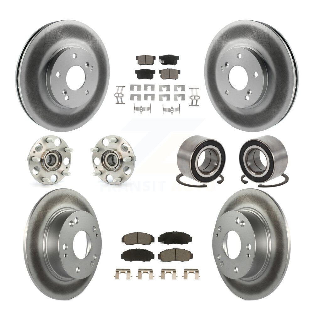 Hub Bearing Coated Disc Brake Rotor & Pad Front Rear Kit (10Pc) For Honda Accord