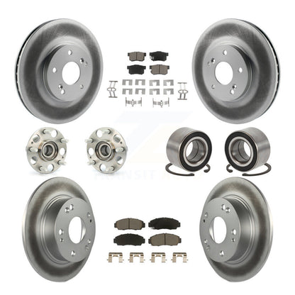 Hub Bearing Coated Disc Brake Rotor & Pad Front Rear Kit (10Pc) For Honda Accord