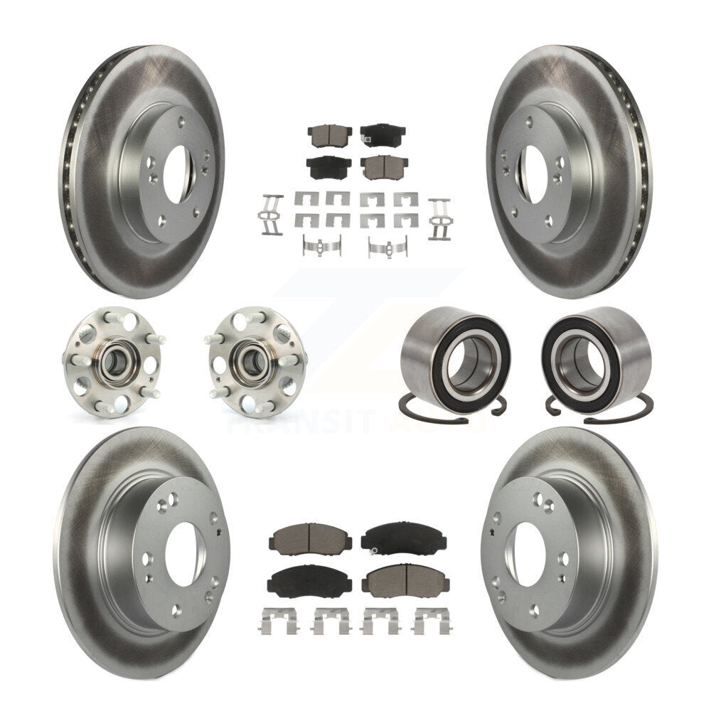 Hub Bearing Coated Disc Brake Rotor & Pad Front Rear Kit (10Pc) For Honda Accord