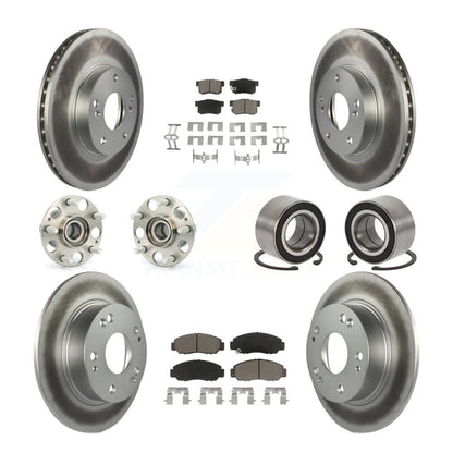 Hub Bearing Coated Disc Brake Rotor & Pad Front Rear Kit (10Pc) For Honda Accord