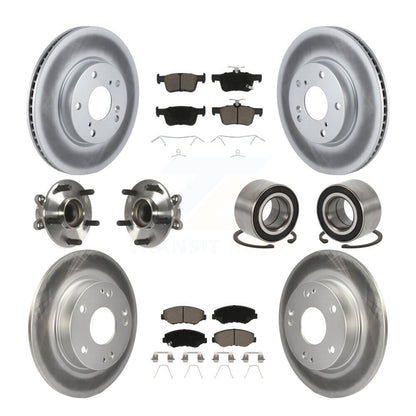 Hub Bearing Coated Disc Brake Rotor & Pads Front Rear Kit (10Pc) For Honda Civic