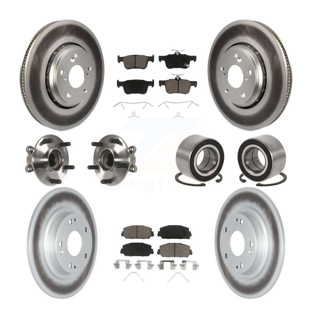 Hub Bearing Coated Disc Brake Rotor & Pads Front Rear Kit (10Pc) For Honda Civic