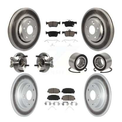 Hub Bearing Coated Disc Brake Rotor & Pads Front Rear Kit (10Pc) For Honda Civic