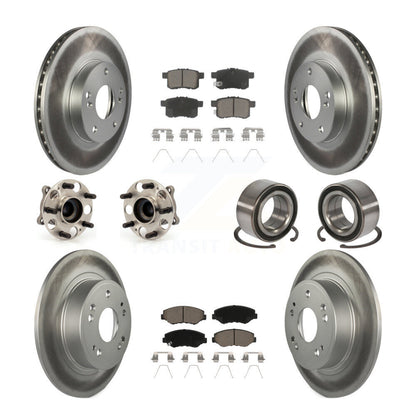 Hub Bearing Coated Disc Brake Rotor & Pad Front Rear Kit (10Pc) For Honda Accord