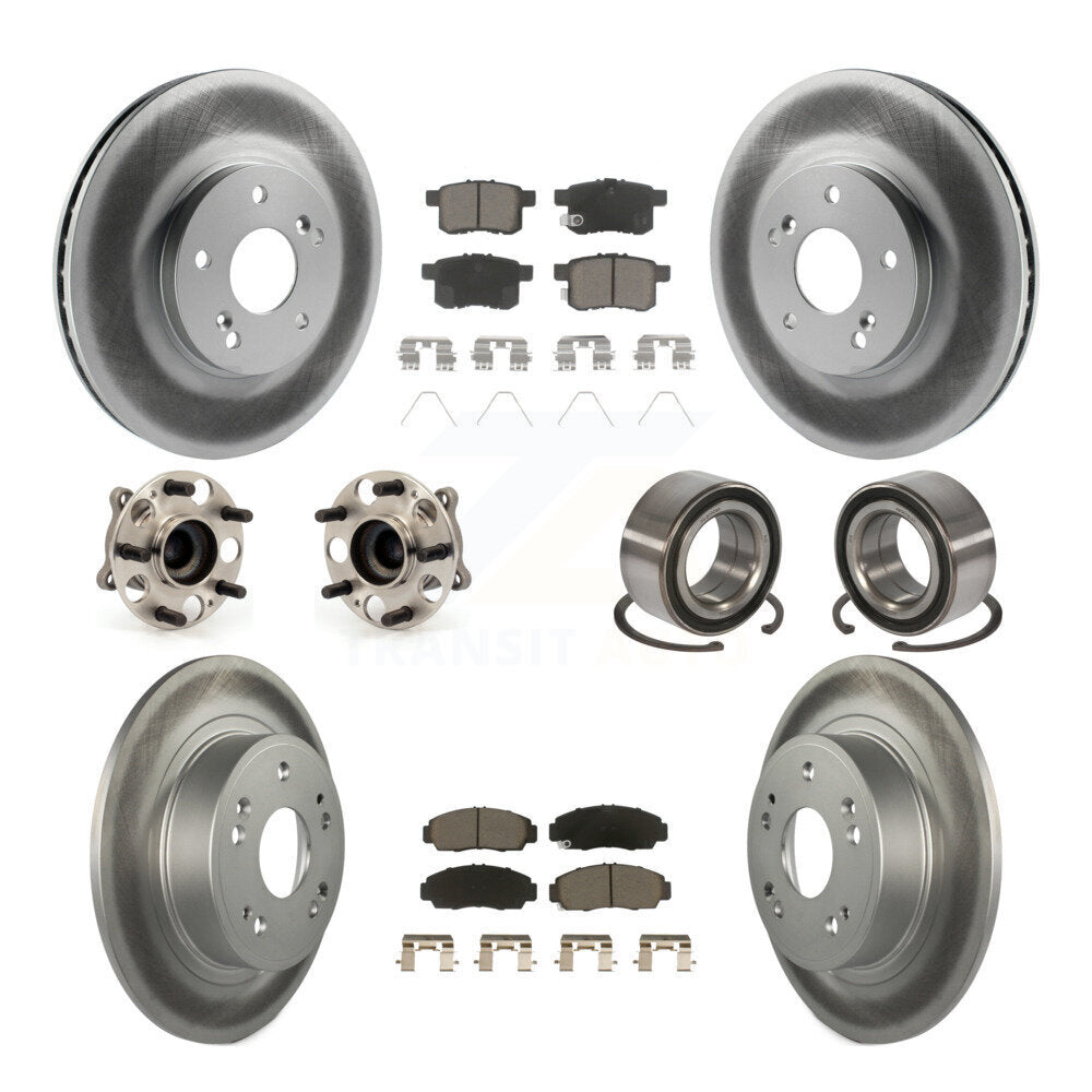 Hub Bearing Coated Brake Rotor Pads Front Rear Kit (10Pc) For Honda Accord Acura