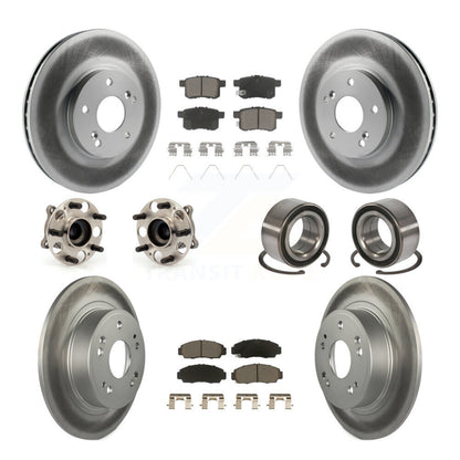 Hub Bearing Coated Brake Rotor Pads Front Rear Kit (10Pc) For Honda Accord Acura