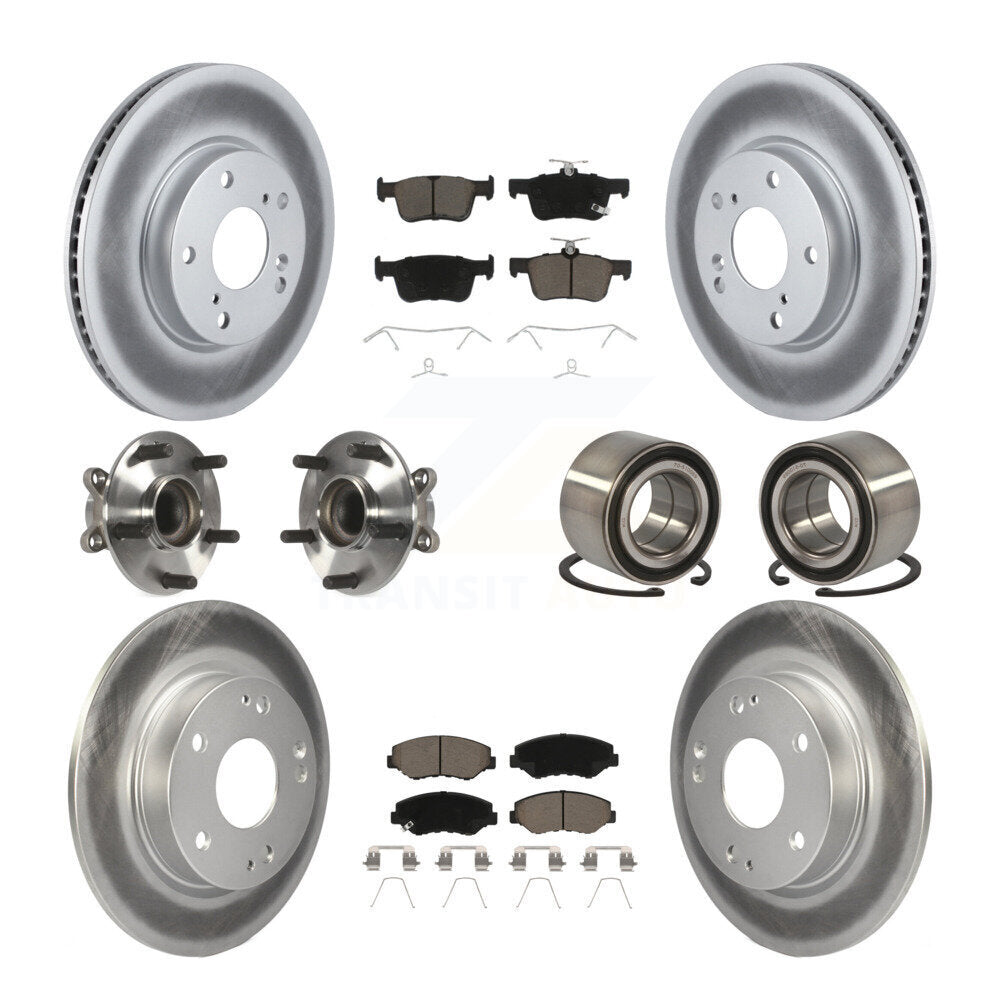 Hub Bearing Coated Disc Brake Rotor & Pads Front Rear Kit (10Pc) For Honda Civic