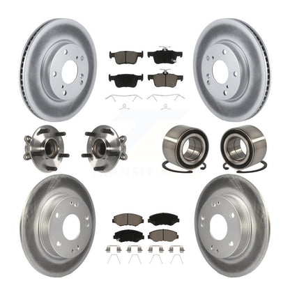 Hub Bearing Coated Disc Brake Rotor & Pads Front Rear Kit (10Pc) For Honda Civic