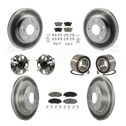 Hub Bearing Coated Disc Brake Rotor & Pads Front Rear Kit (10Pc) For Honda Civic