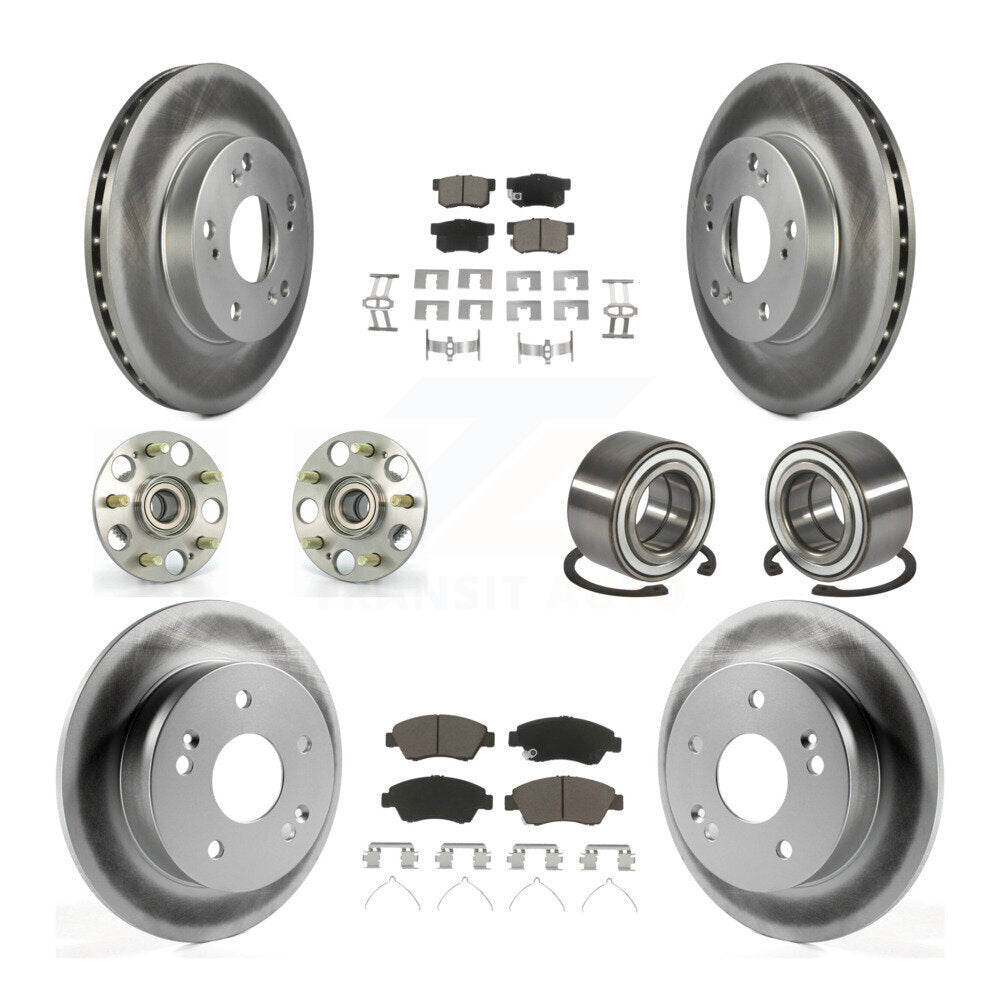 Hub Bearing Coat Brake Rotor Pads Front Rear Kit (10Pc) For 2004 Honda Civic SiR