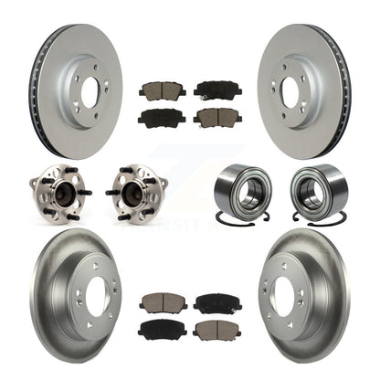Hub Bearing Coated Brake Rotor & Pads Front Rear Kit (10Pc) For Kia Forte Forte5