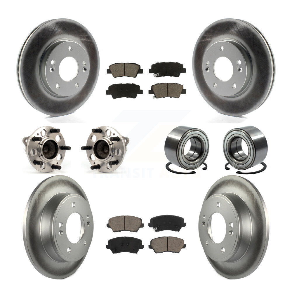 Hub Bearing Coat Brake Rotor Pads Front Rear Kit (10Pc) For Kia Forte Hyundai GT