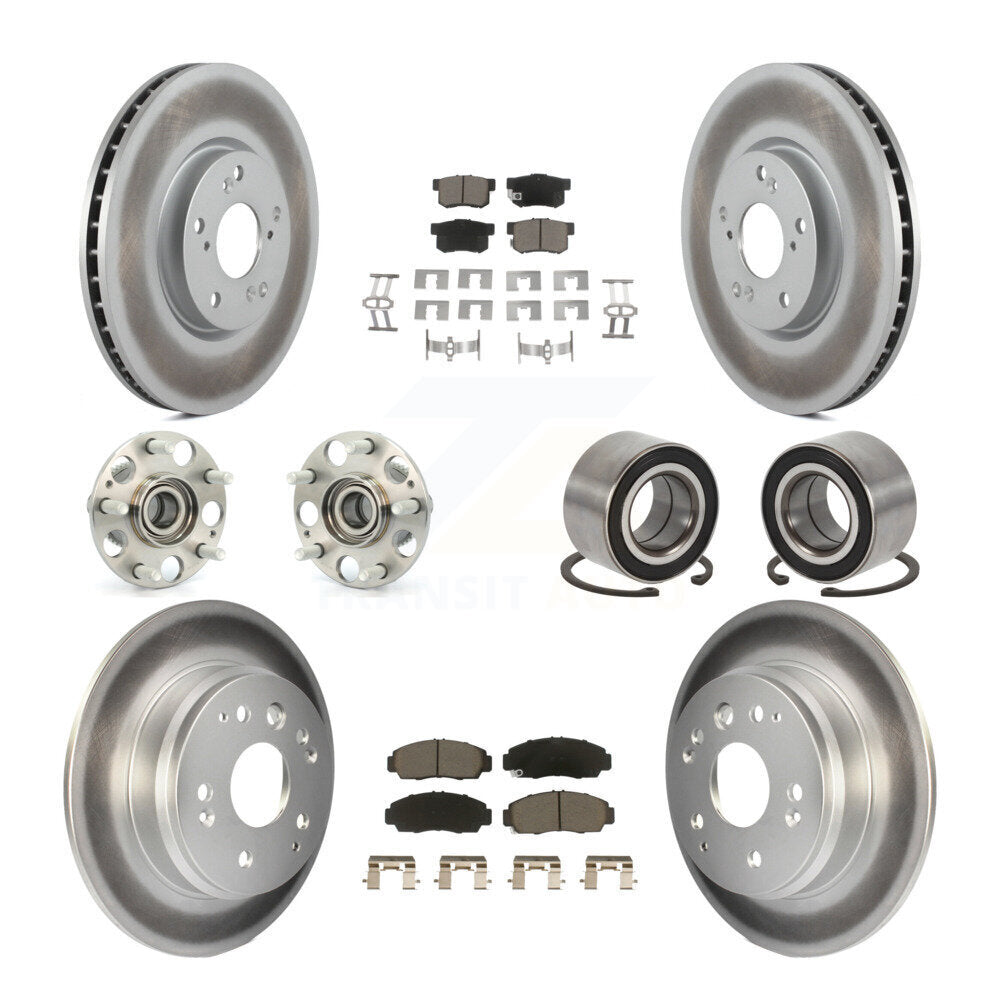 Hub Bearing Coated Disc Brake Rotors And Pads Front Rear Kit (10Pc) For Acura TL