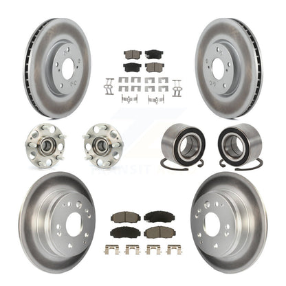 Hub Bearing Coated Disc Brake Rotors And Pads Front Rear Kit (10Pc) For Acura TL