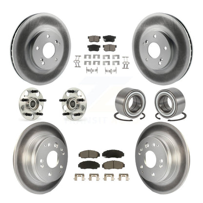 Hub Bearing Coated Brake Rotor Pads Front Rear Kit (10Pc) For 1999-2003 Acura TL