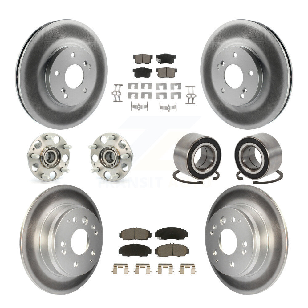 Hub Bearing Coated Disc Brake Rotors And Pads Front Rear Kit (10Pc) For Acura TL