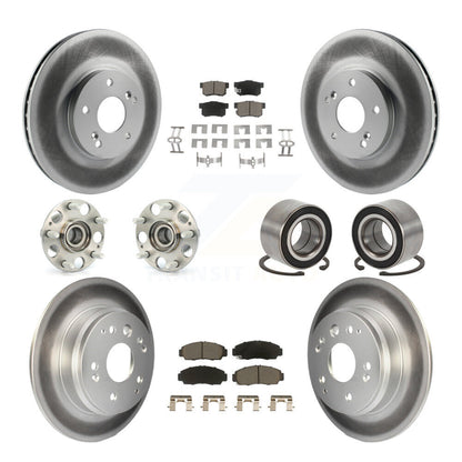 Hub Bearing Coated Disc Brake Rotors And Pads Front Rear Kit (10Pc) For Acura TL