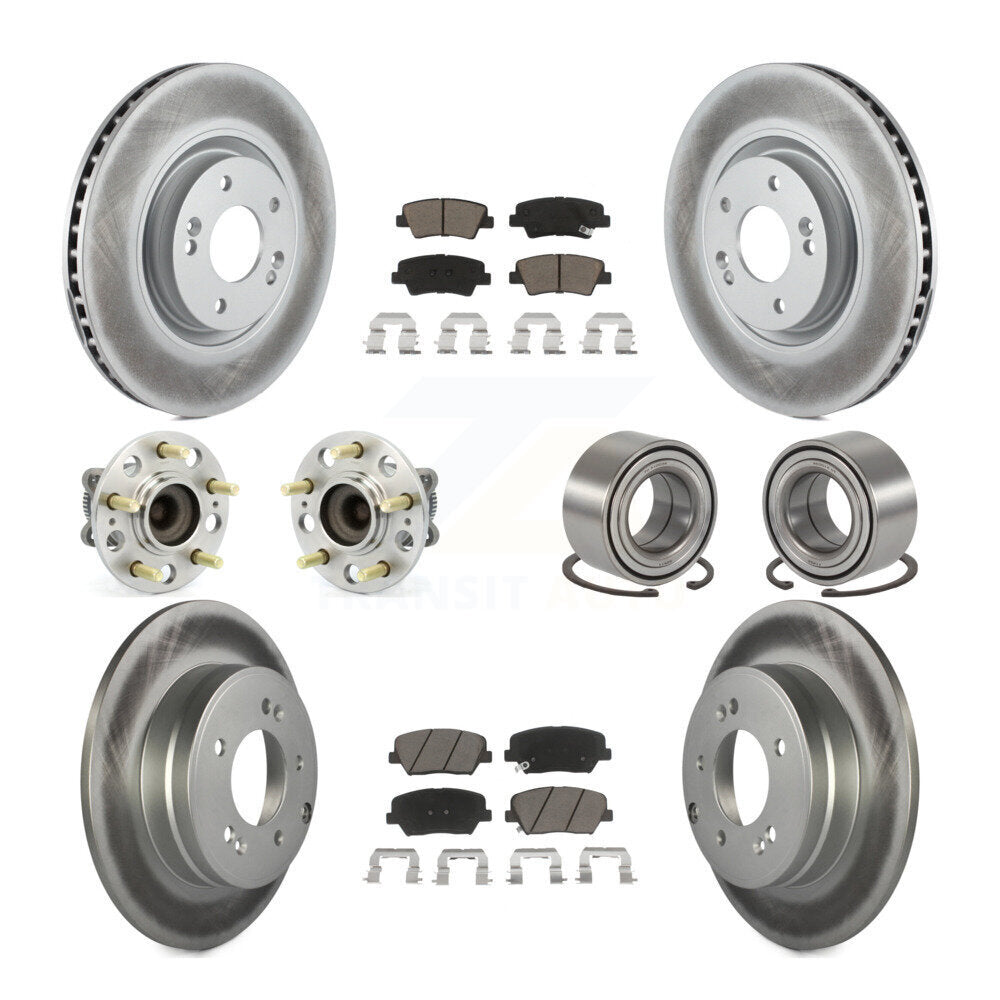 Hub Bearing Coated Disc Brake Rotor Pads Front Rear Kit (10Pc) For Hyundai Azera