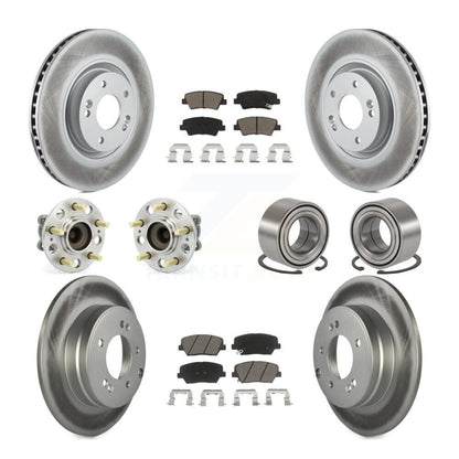 Hub Bearing Coated Disc Brake Rotor Pads Front Rear Kit (10Pc) For Hyundai Azera