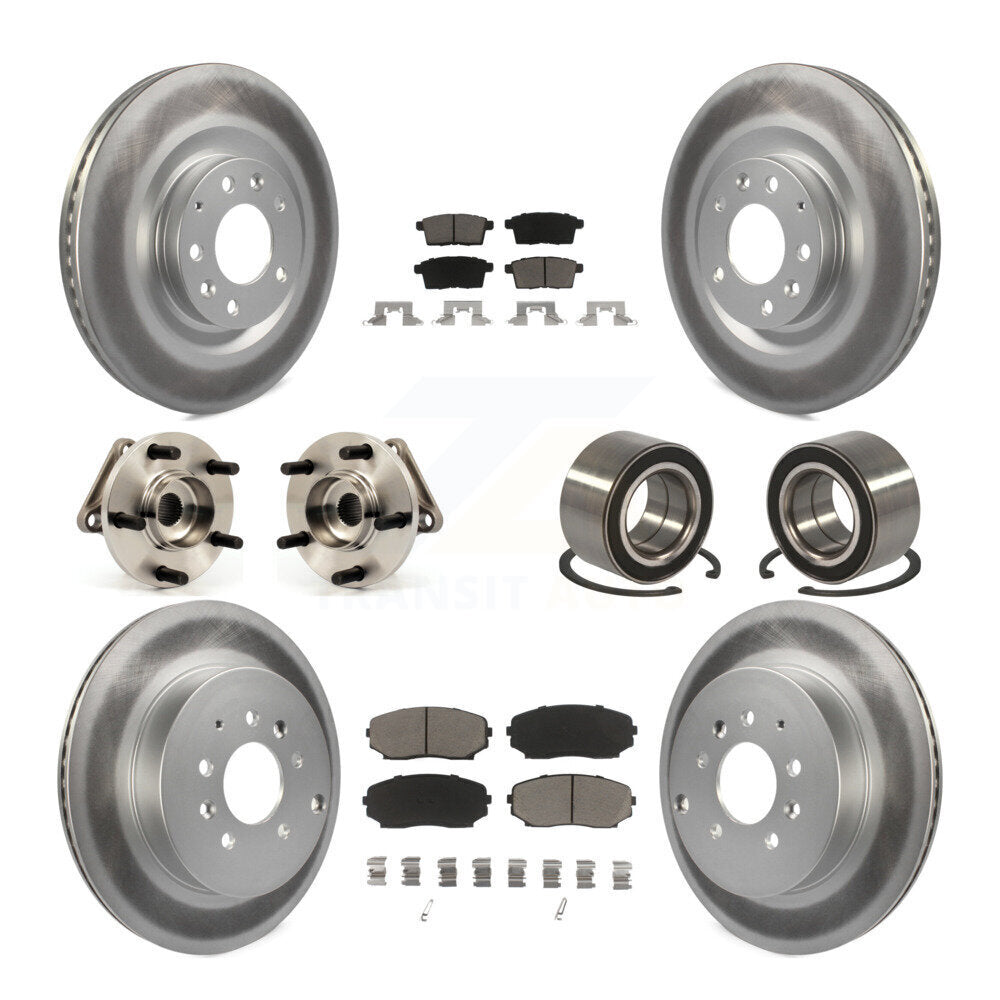 Hub Bearing Coat Brake Rotor Pads Front Rear Kit (10Pc) For 07-15 Mazda CX-9 AWD