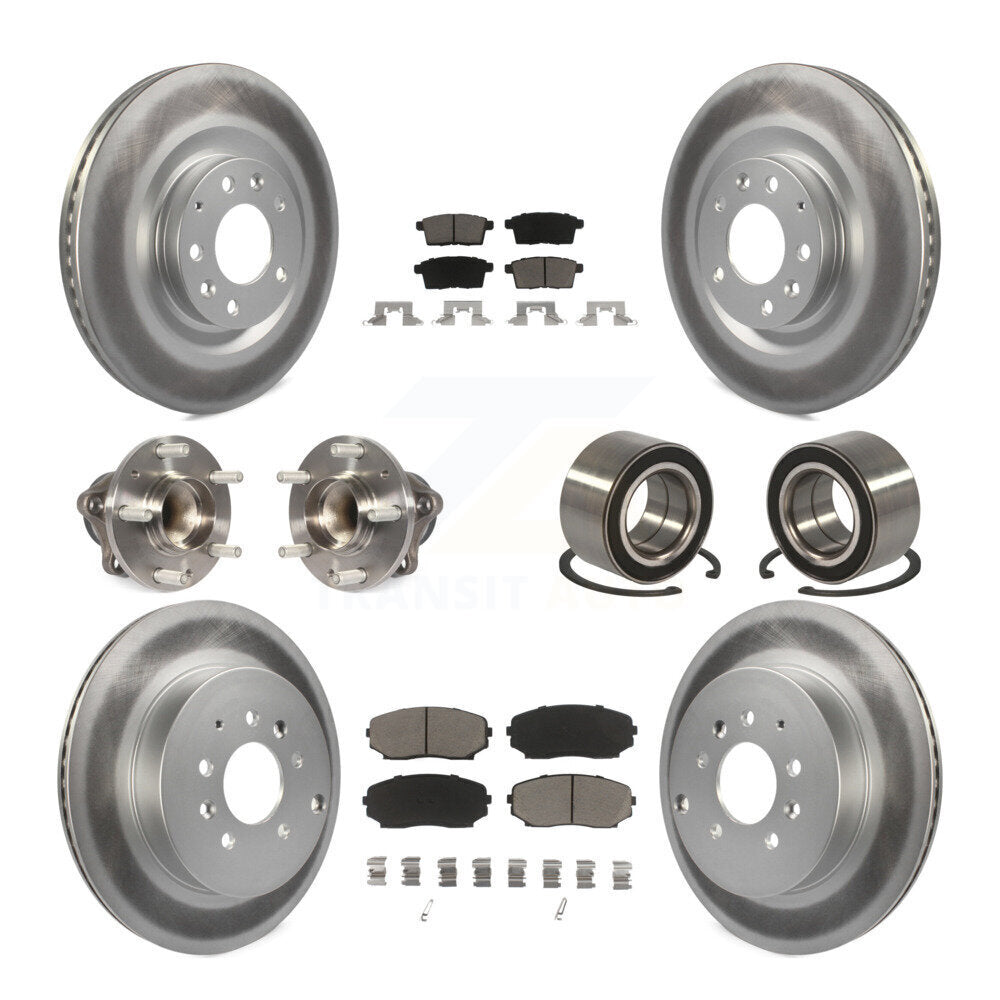Hub Bearing Coat Brake Rotor Pads Front Rear Kit (10Pc) For 07-15 Mazda CX-9 FWD
