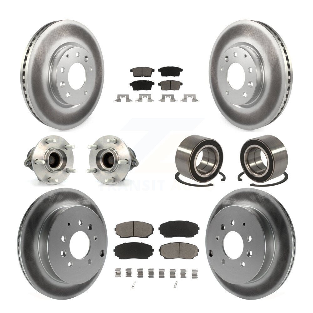 Hub Bearing Coat Brake Rotor Pads Front Rear Kit (10Pc) For 07-12 Mazda CX-7 FWD