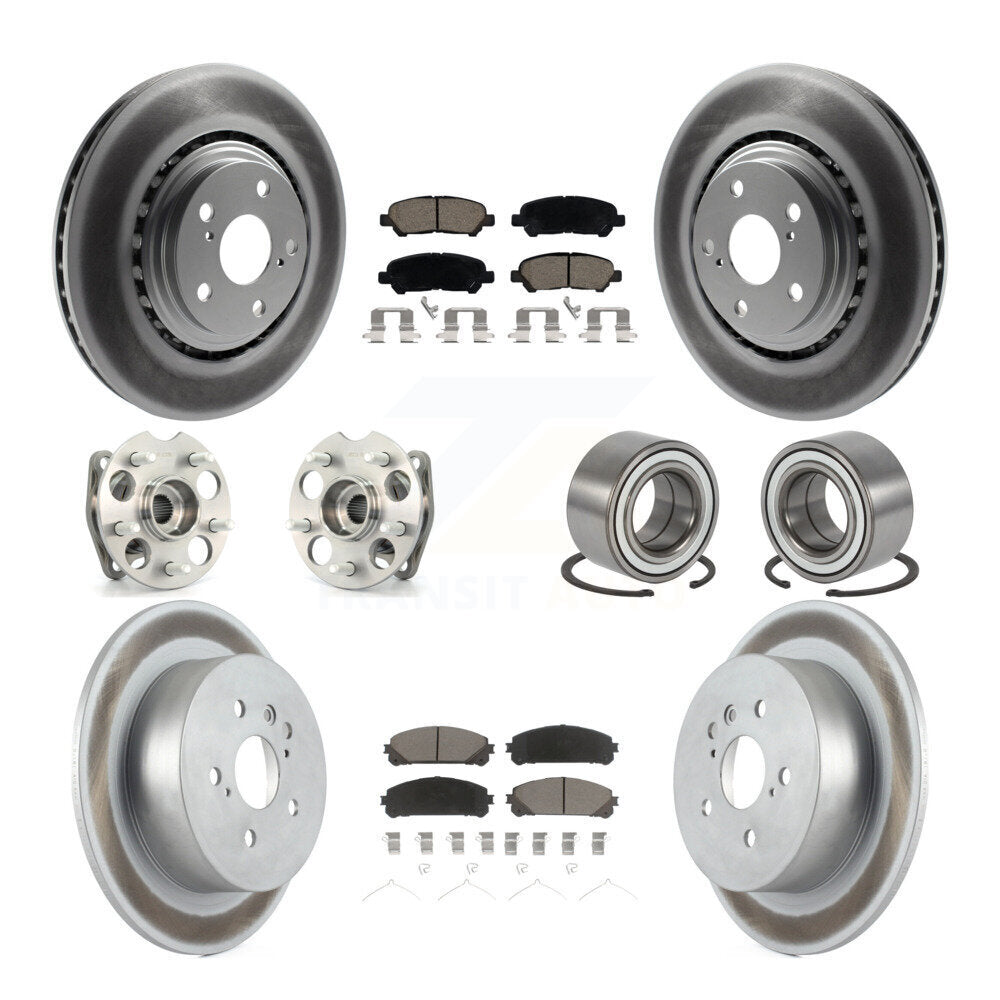 Hub Bearing Coat Brake Rotor Pad Front Rear Kit (10Pc) For Toyota Highlander AWD