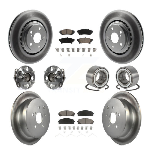 Hub Bearing Coated Brake Rotor & Pad Front Rear Kit (10Pc) For Toyota Sienna FWD