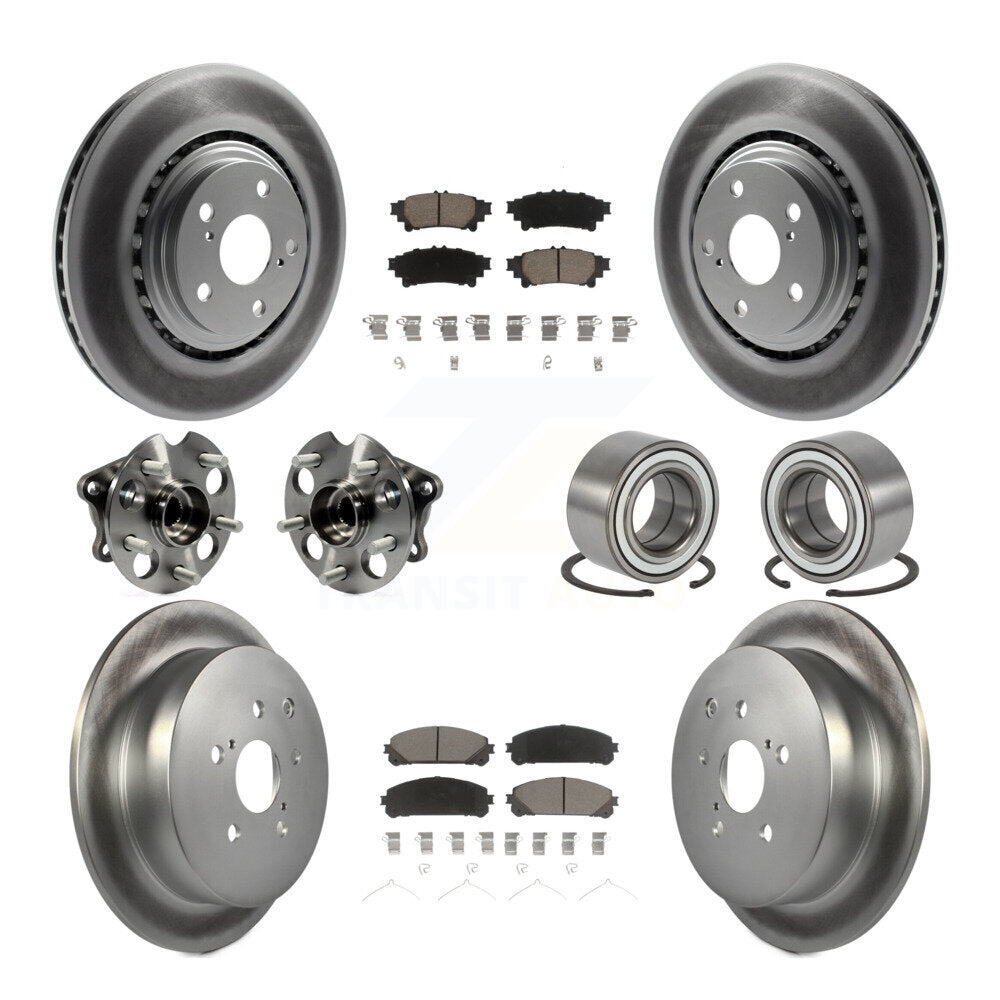 Hub Bearing Coated Brake Rotor & Pad Front Rear Kit (10Pc) For Toyota Sienna AWD