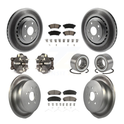 Hub Bearing Coated Brake Rotor & Pad Front Rear Kit (10Pc) For Toyota Highlander