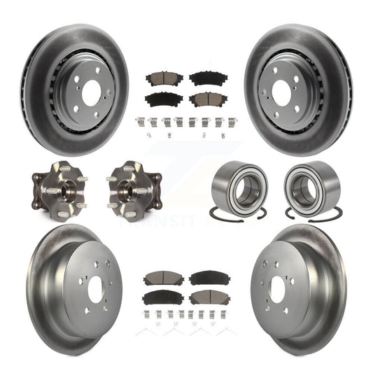 Hub Bearing Coated Brake Rotor & Pad Front Rear Kit (10Pc) For Toyota Highlander