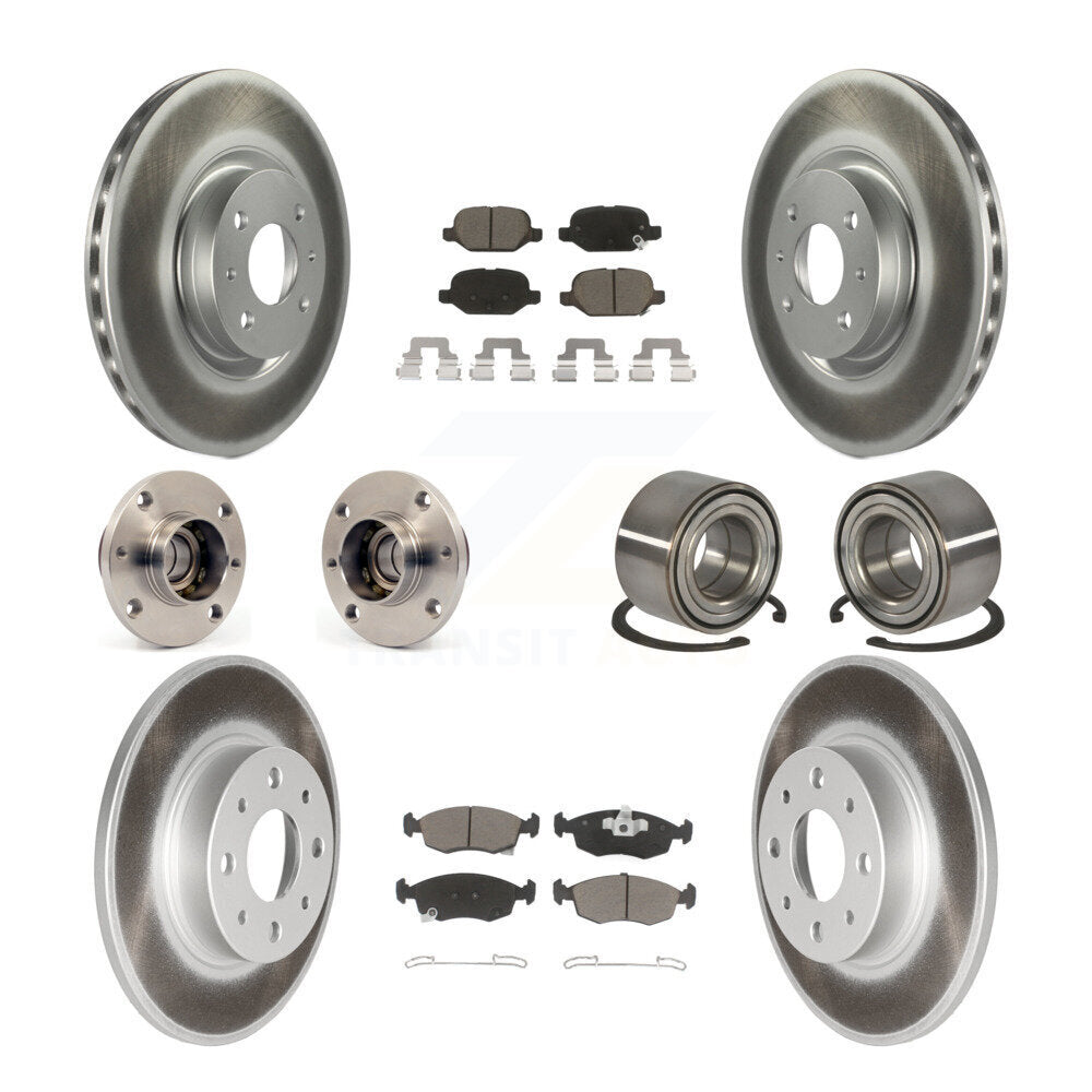 Hub Bearing Coated Disc Brake Rotors And Pads Front Rear Kit (10Pc) For Fiat 500