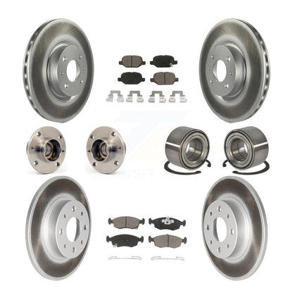 Hub Bearing Coated Disc Brake Rotors And Pads Front Rear Kit (10Pc) For Fiat 500