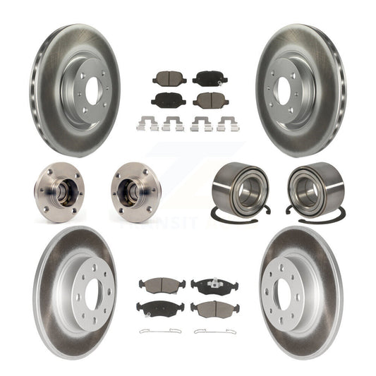 Hub Bearing Coated Disc Brake Rotors And Pads Front Rear Kit (10Pc) For Fiat 500