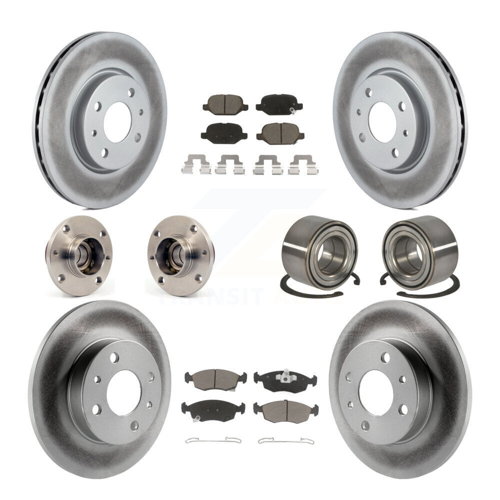 Hub Bearing Coated Disc Brake Rotors And Pads Front Rear Kit (10Pc) For Fiat 500