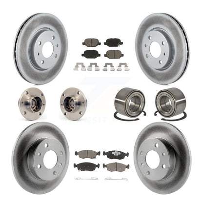 Hub Bearing Coated Disc Brake Rotors And Pads Front Rear Kit (10Pc) For Fiat 500