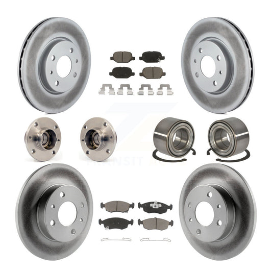 Hub Bearing Coated Disc Brake Rotors And Pads Front Rear Kit (10Pc) For Fiat 500
