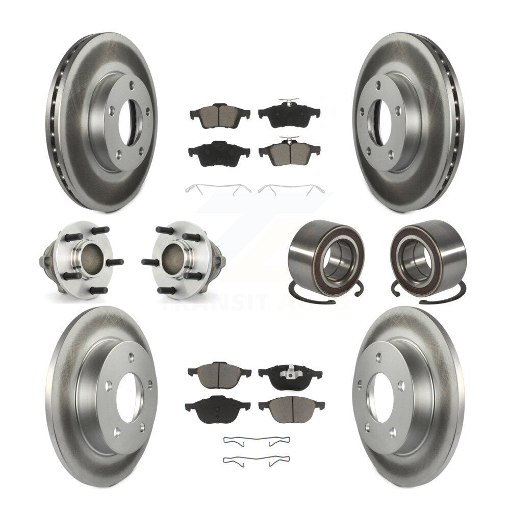Hub Bearing Coated Disc Brake Rotor Pads Front Rear Kit (10Pc) For Mazda 3 Sport