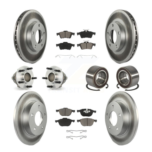 Hub Bearing Coated Disc Brake Rotor Pads Front Rear Kit (10Pc) For Mazda 3 Sport