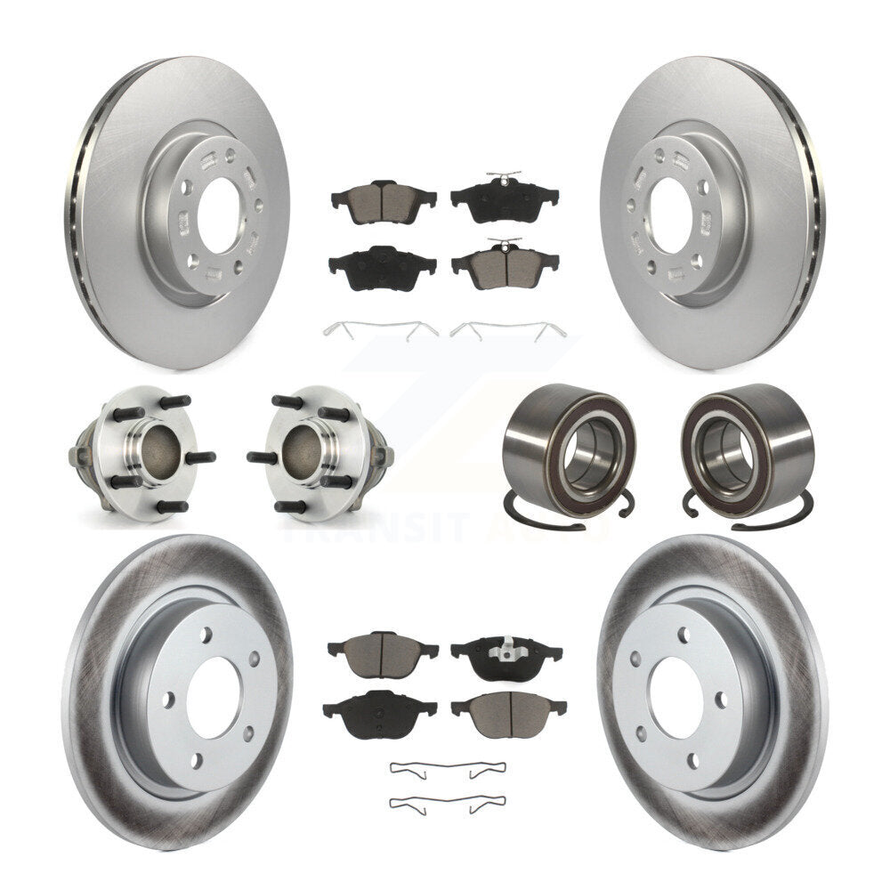 Hub Bearing Coated Disc Brake Rotor Pads Front Rear Kit (10Pc) For Mazda 3 Sport