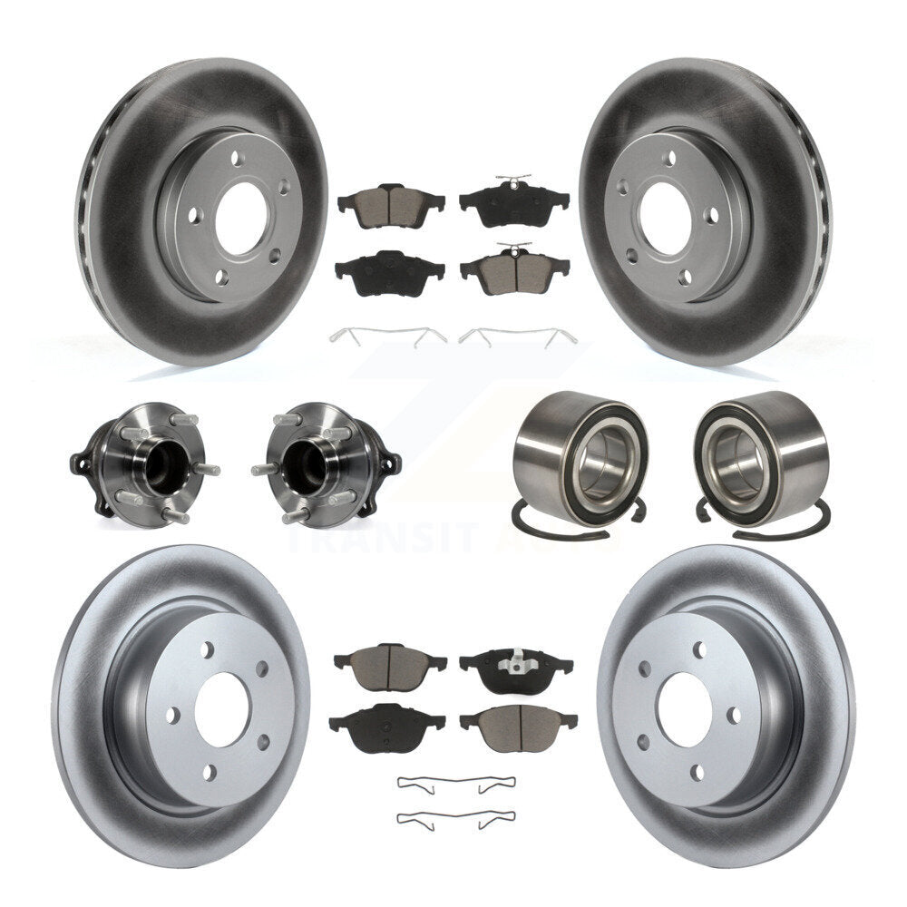 Hub Bearing Coated Disc Brake Rotor And Pad Front Rear Kit (10Pc) For Ford C-Max