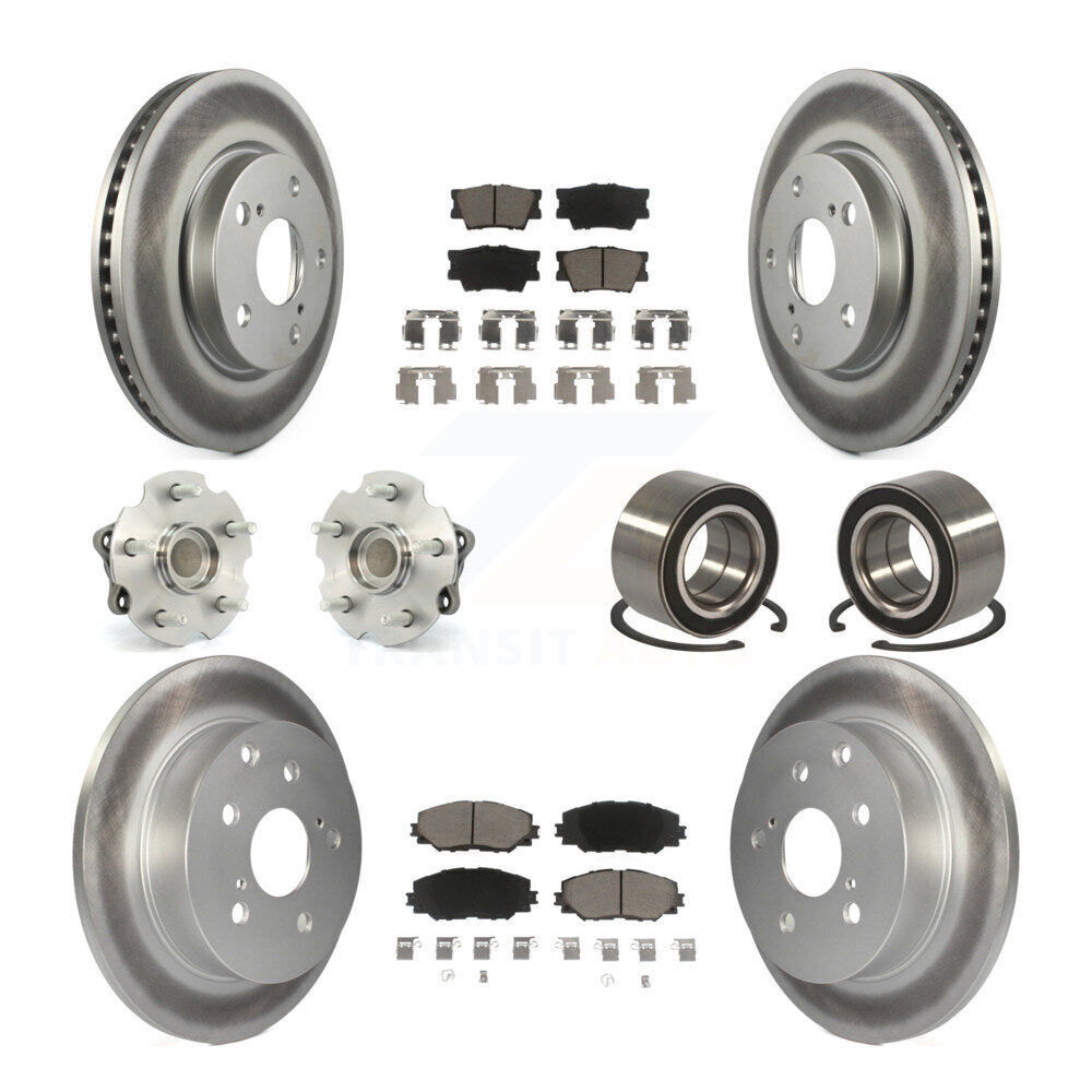 Hub Bearing Coated Brake Rotor & Pad Front Rear Kit (10Pc) For 2010 Lexus HS250h