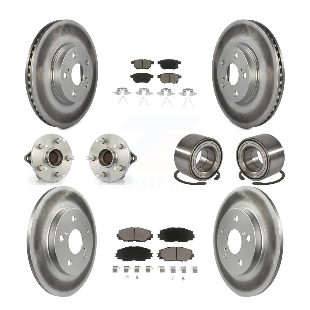 Hub Bearing Coated Disc Brake Rotor Pads Front Rear Kit (10Pc) For Toyota Matrix